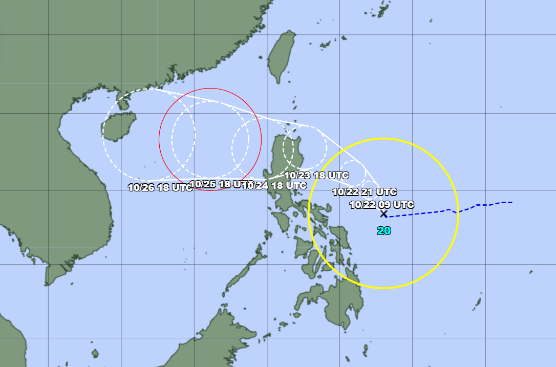 Tên quốc tế của cơn bão vừa hình thành ở phía Đông Philippines là bão Trà Mi. Hướng di chuyển của bão được dự báo đi vào Biển Đông. Ảnh: Cơ quan Khí tượng Nhật Bản