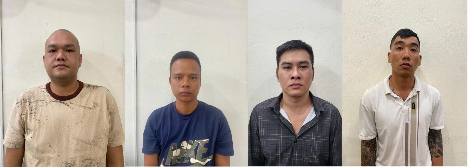 Các đối tượng từ trái qua phải: Tùng, Trường, Vinh, Sơn. Ảnh: Cơ quan Công an.