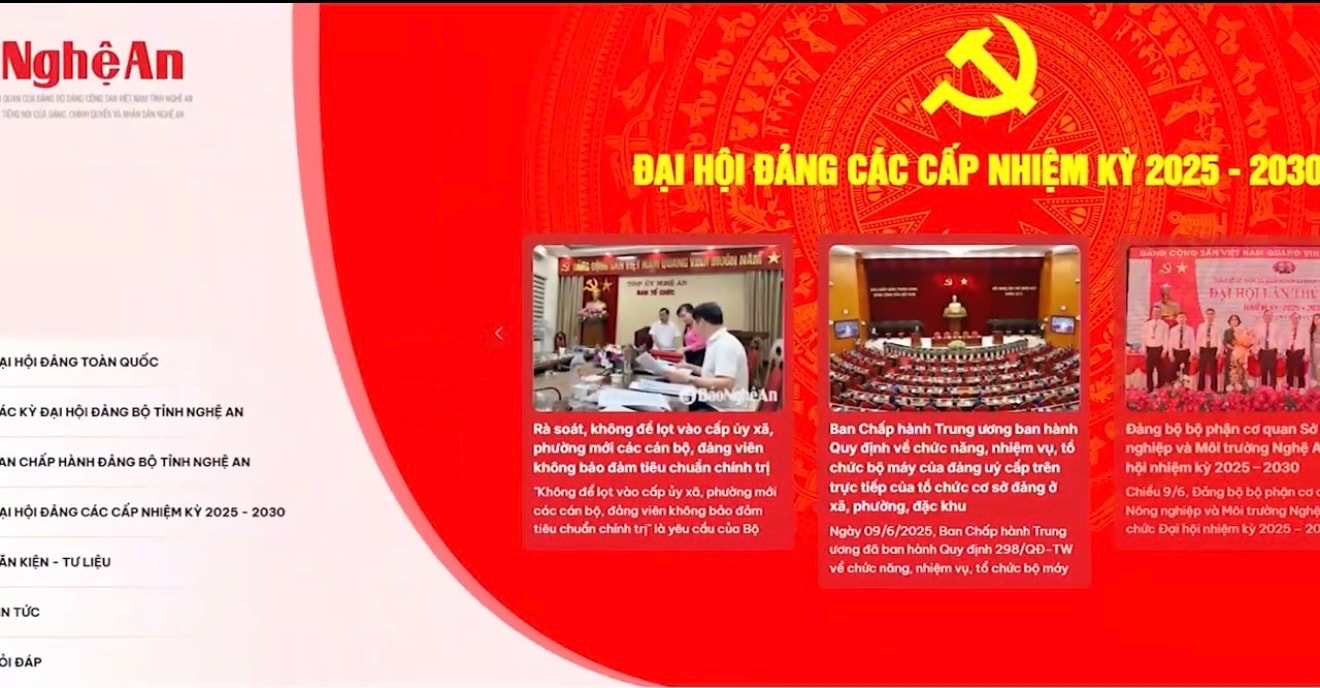 Chuyên trang Đại hội Đảng các cấp nhiệm kỳ 2025 - 2030 của Báo Nghệ An không chỉ là một công trình số hóa mang tính lịch sử, một kho tư liệu sống động phục vụ công tác tìm kiếm, tra cứu, nghiên cứu liên quan đến công tác xây dựng Đảng cho các tổ chức, cá nhân có nhu cầu; mà còn là một nhịp cầu góp phần kết nối giữa tư duy đổi mới của Đảng với khát vọng vươn lên của toàn dân trong kỷ nguyên mới của đất nước.