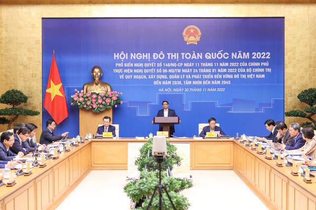Thủ tướng Phạm Minh Chính chủ trì Hội nghị đô thị toàn quốc năm 2022 - Ảnh: VGP/Nhật Bắc