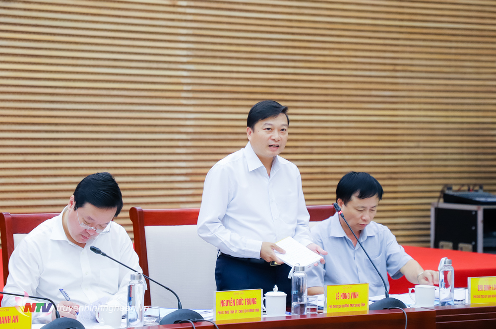 Đồng chí Lê Hồng Vinh - Uỷ viên BTV Tỉnh ủy, Phó Chủ tịch Thường trực UBND tỉnh phát biểu tại phiên họp. 