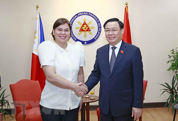 Chủ tịch Quốc hội Vương Đình Huệ hội kiến Phó Tổng thống Philippines Sara Duterte. 