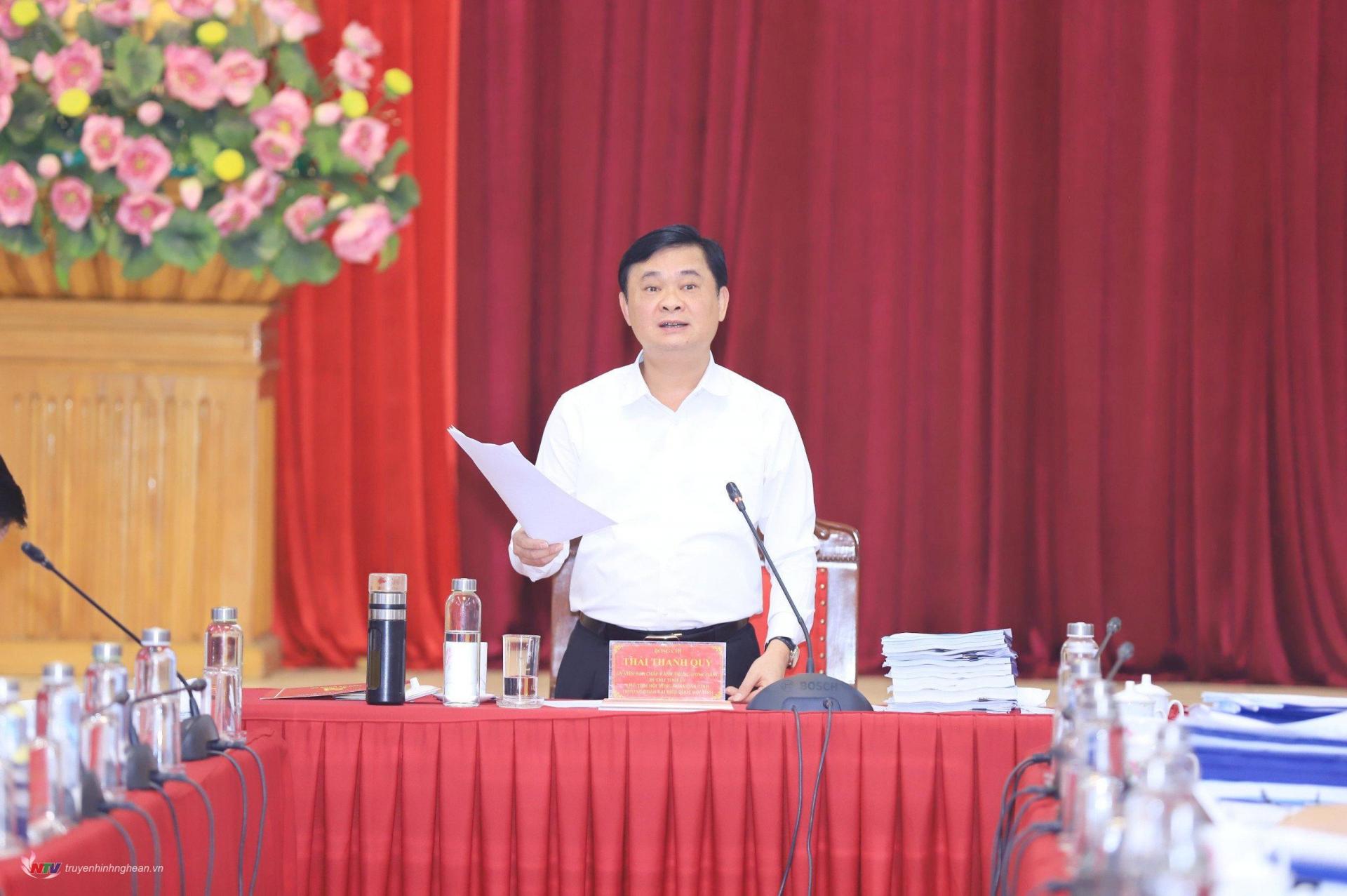 Bí thư Tỉnh ủy Nghệ An Thái Thanh Quý phát biểu kết luận. 