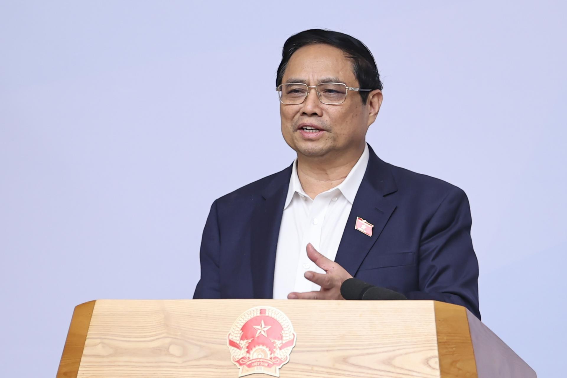 Thủ tướng Phạm Minh Chính phát biểu kết luận Hội nghị. Ảnh: VGP