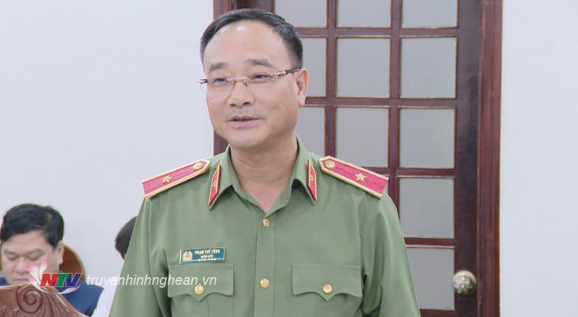 Thiếu tướng Phạm Thế Tùng, Giám đốc Công an tỉnh phát biểu tại cuộc họp