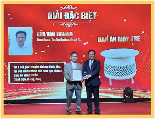 Ông Kha Văn Thương nhận giải Đặc biệt Hội thi Sản phẩm thủ công mũ nghệ Việt Nam 2022
