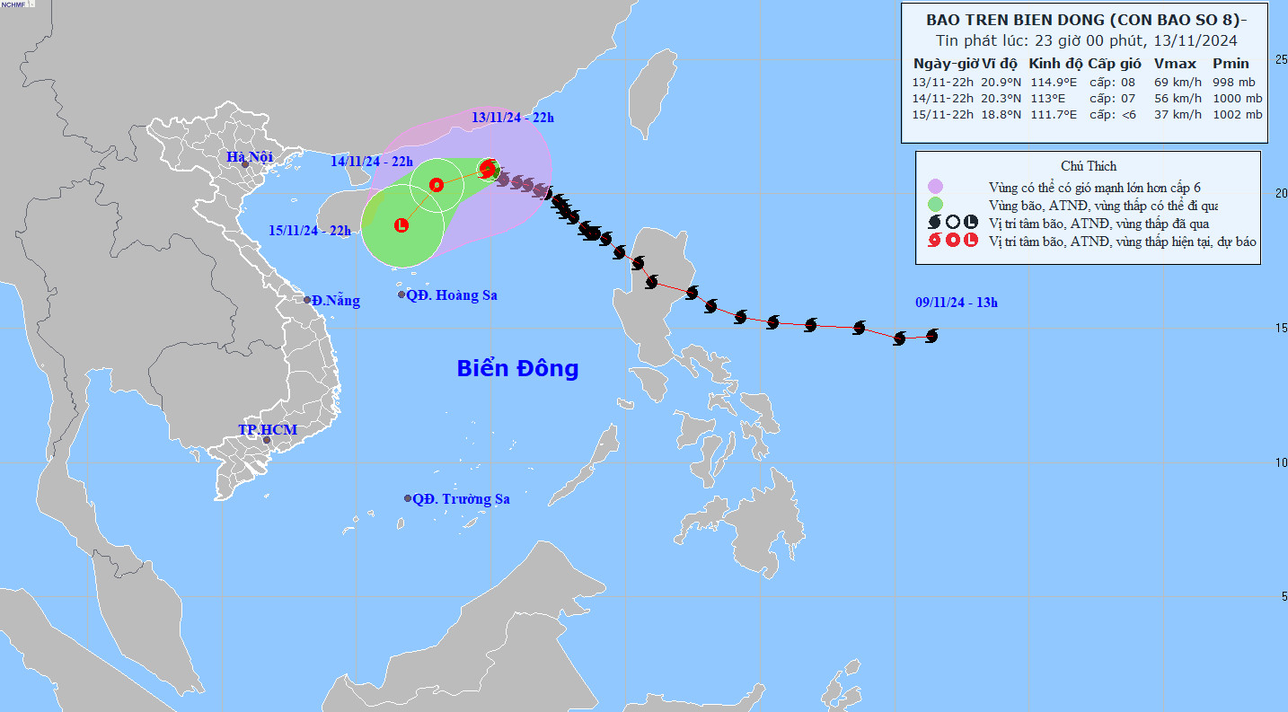 Bão số 8 suy yếu. Ảnh: nchmf