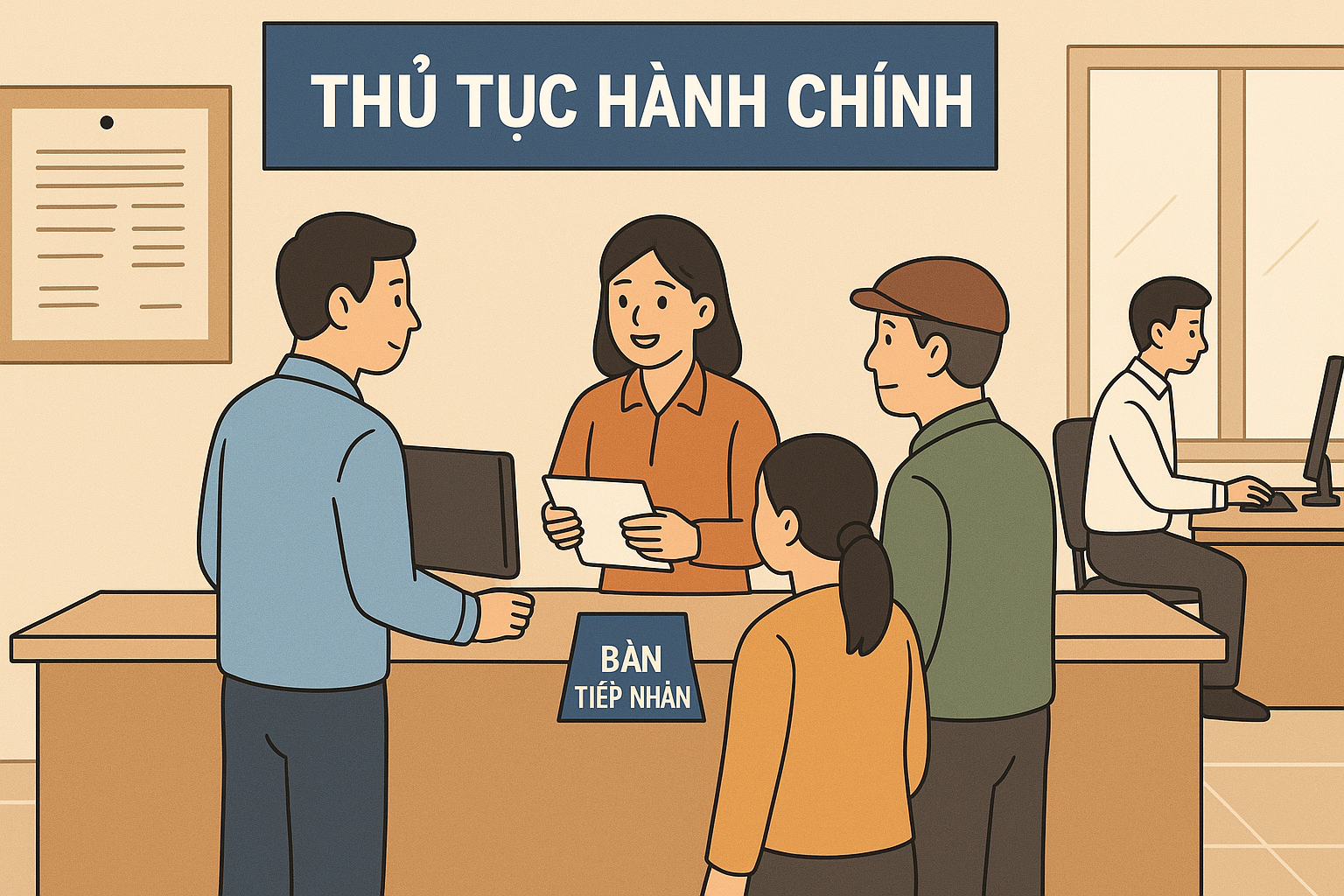 Làm thủ tục hành chính - Minh họa do AI vẽ