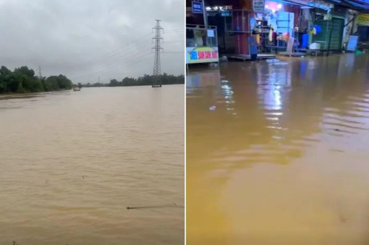 Nước lũ dâng lên rất nhanh tại các xã Đại Lộc, Thượng Đức. Ảnh: CTV