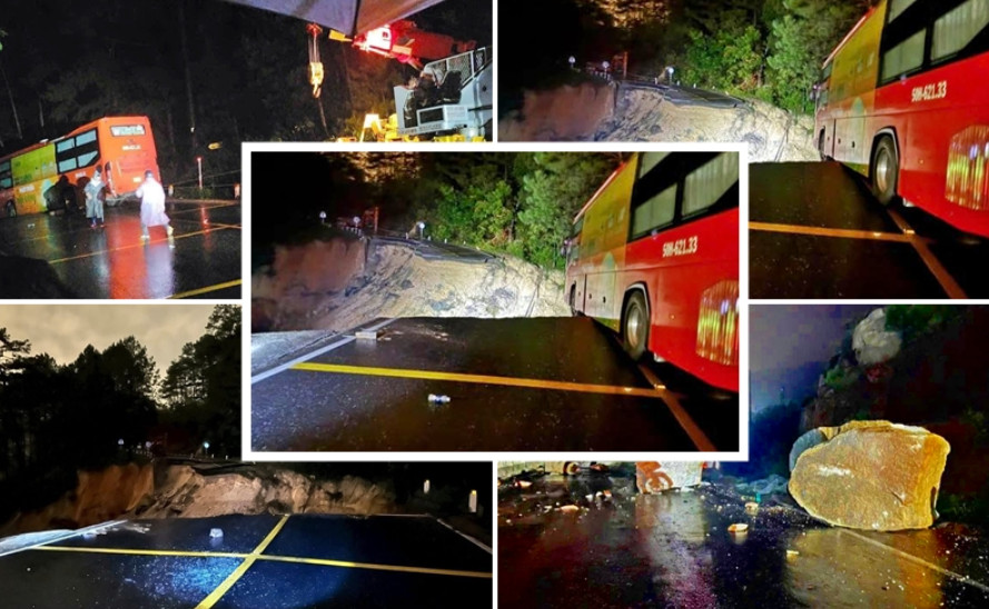 Toàn cảnh vụ đứt đôi đoạn đèo vào đêm 19-11.