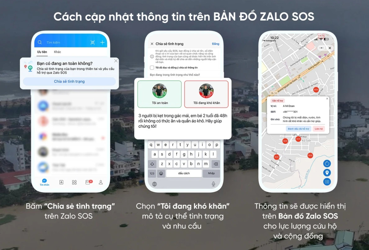Hướng dẫn sử dụng tính năng Bản đồ Zalo SOS.