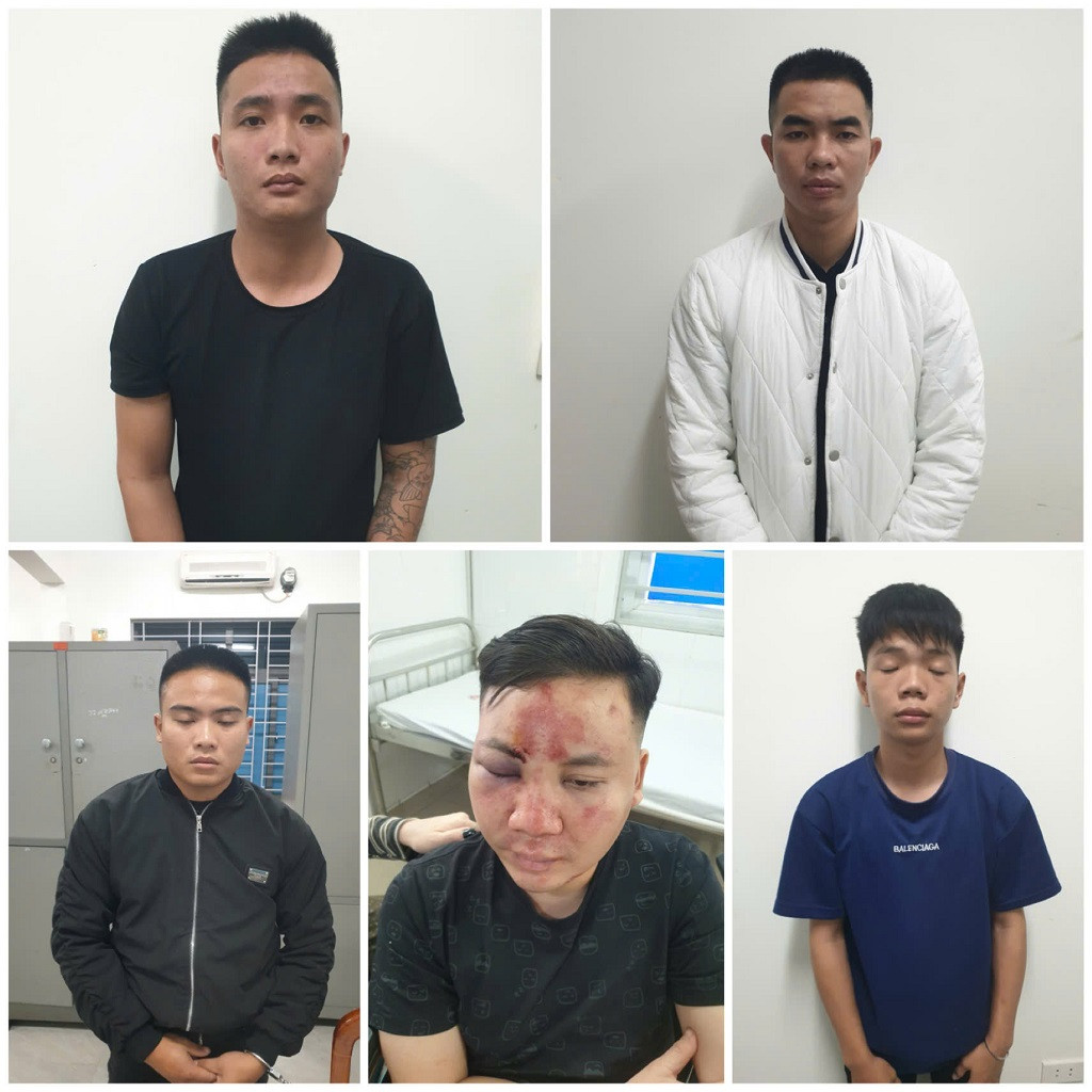 Nhóm đối tượng bị tạm giữ, trong đó có tài xế Nguyễn Thanh Hùng. Ảnh: CACC