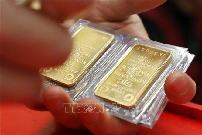 Giá vàng hôm nay (trưa 5-11): Vàng miếng lại giảm sốc. Ảnh minh họa: TTXVN 