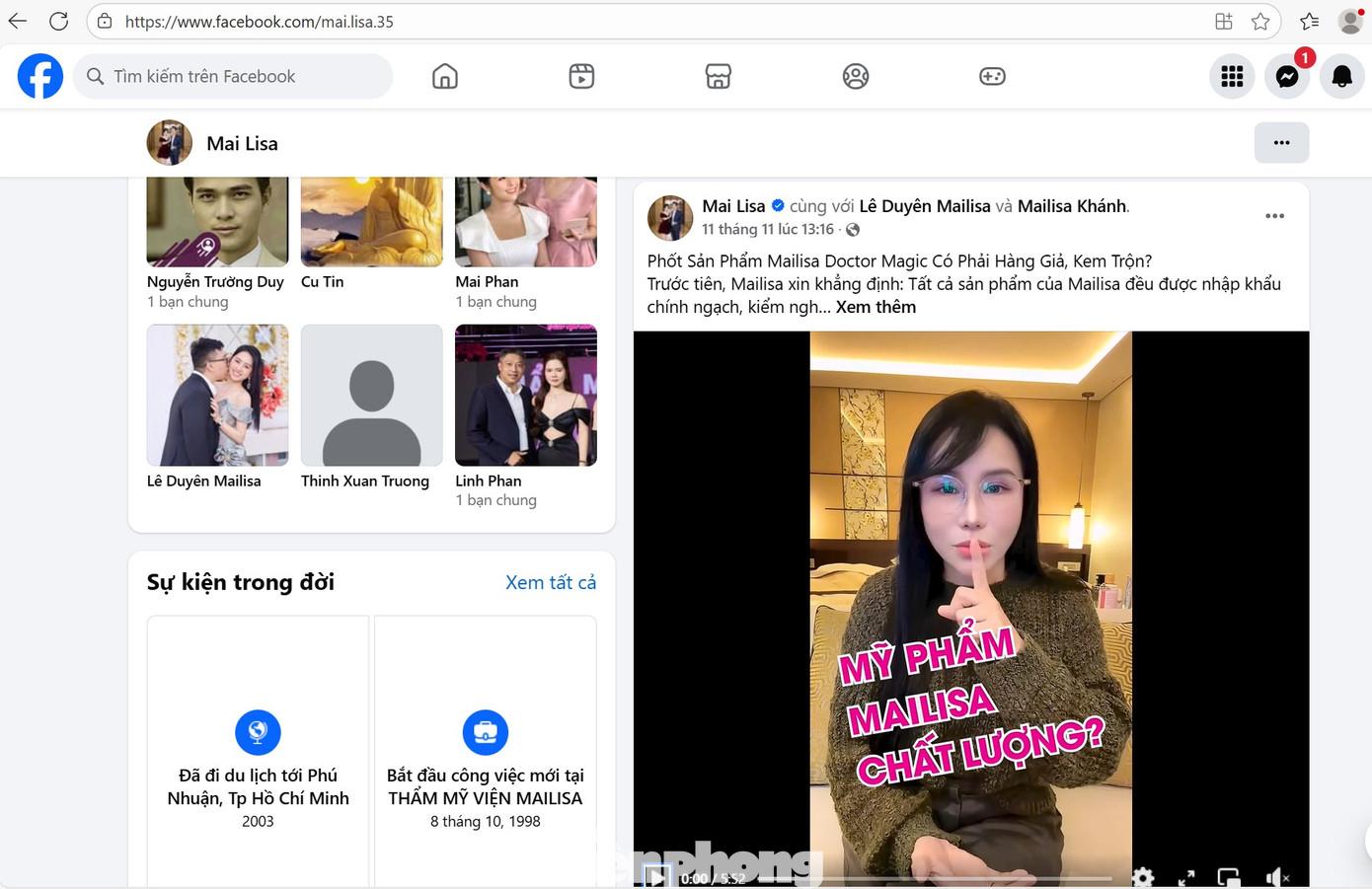 Bà Mai lên tiếng trên trang cá nhân của mình.