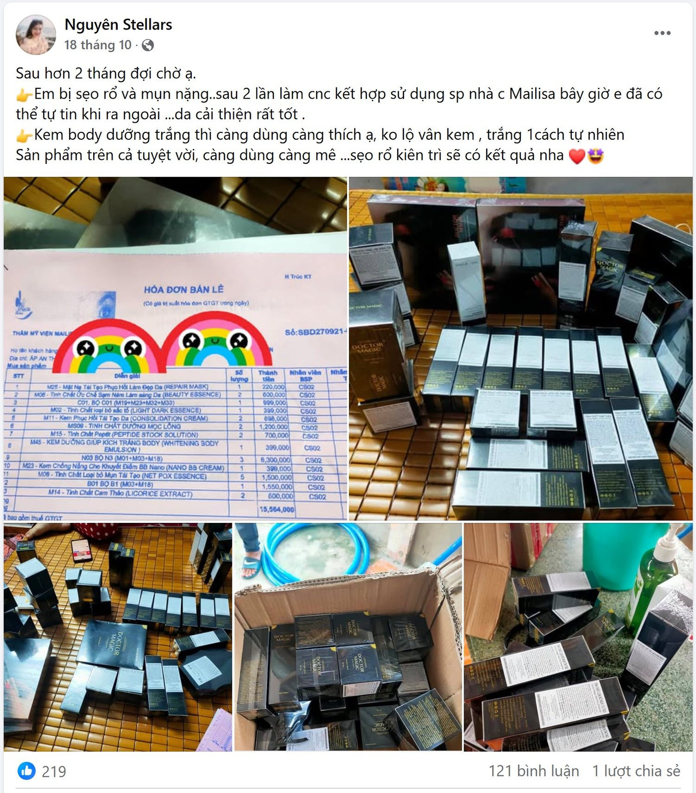 Bộ sản phẩm của Mailisa hút khách được khách tự tin quảng bá sau khi sử dụng.