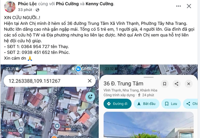 Thông tin nhờ hỗ trợ cho gia đình người thân tại đường Trung Tâm, phường Tây Nha Trang