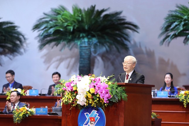 Thay mặt lãnh đạo Đảng, Nhà nước, Tổng Bí thư Nguyễn Phú Trọng phát biểu chỉ đạo Đại hội đại biểu Đoàn TNCS Hồ Chí Minh khóa XII