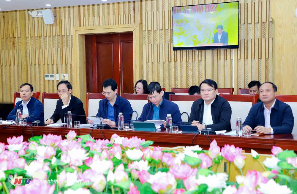 Các đại biểu dự Hội nghị tại điểm cầu tỉnh Nghệ An. 