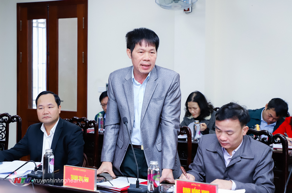 Đồng chí Lê Anh Sơn - Phó Chánh Thanh tra tỉnh phát biểu ý kiến tại phiên tiếp dân. 