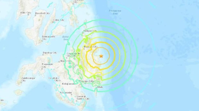 Tâm chấn trận động đất ở Mindanao - Philippines ngày 2-12. Ảnh: USGS