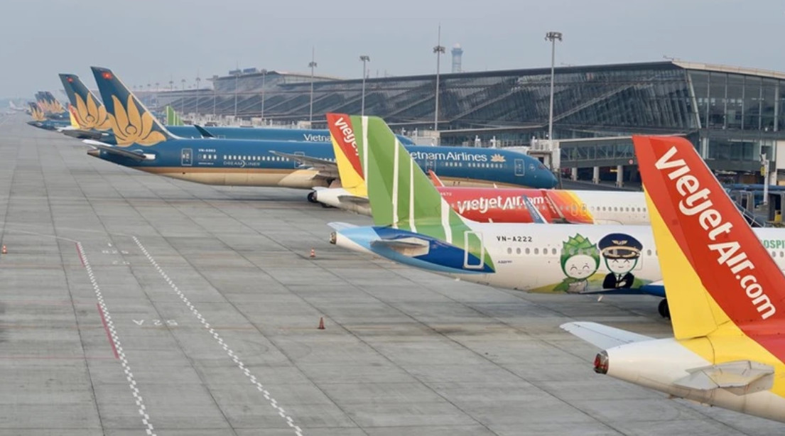 Máy bay của các hãng hàng không tại Sân bay quốc tế Nội Bài. 