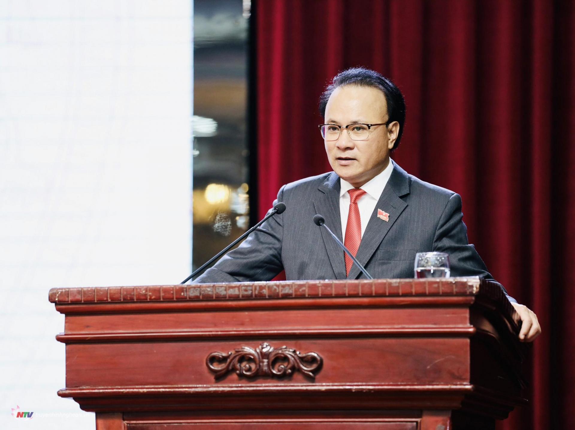 Phó Chủ tịch Thường trực HĐND tỉnh Nguyễn Nam Đình phát biểu kết luận buổi thảo luận tại hội trường.