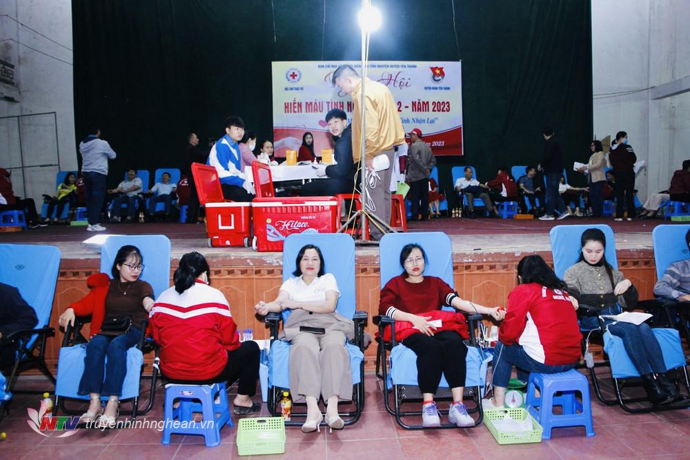 Toàn cảnh ngày hội hiến máu tình nguyện đợt 2 năm 2023 huyện Yên Thành.
