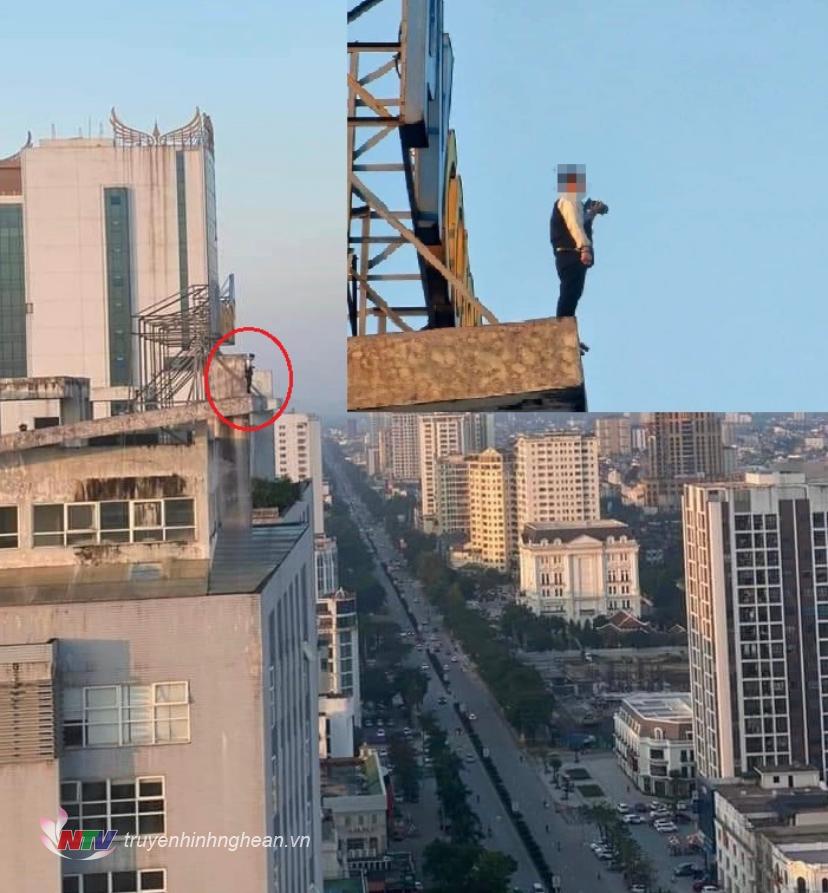 Cô gái  được phát hiện  
đứng cheo leo trên nóc tòa nhà cao 25 tầng định tự tử