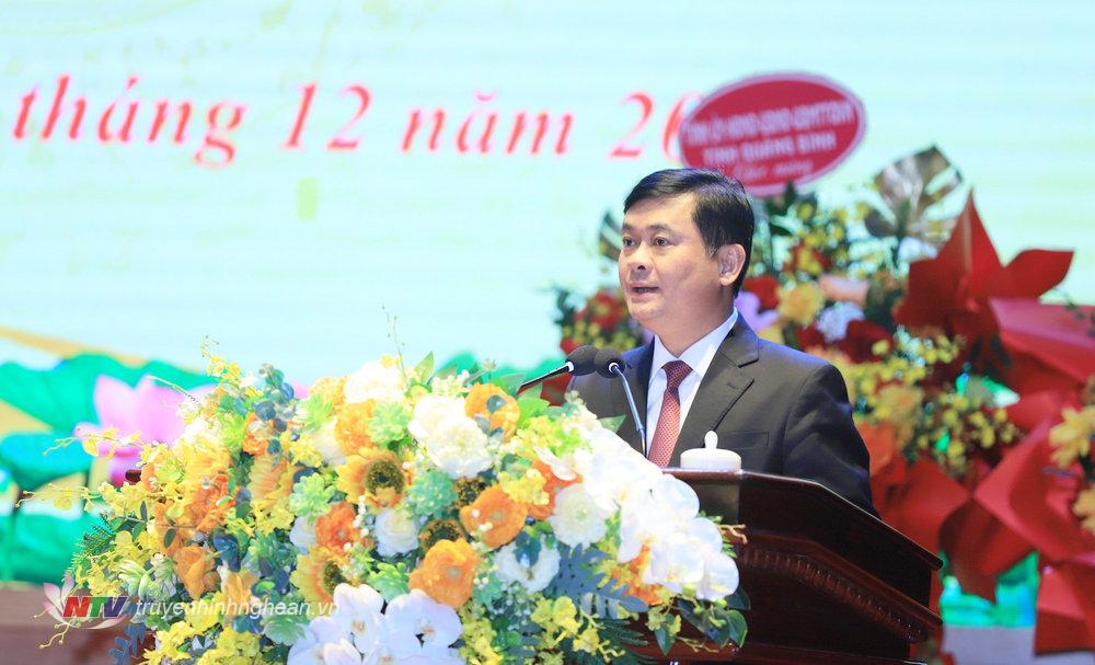 Bí thư Tỉnh ủy Nghệ An Thái Thanh Quý phát biểu tại Lễ công bố quyết định. 