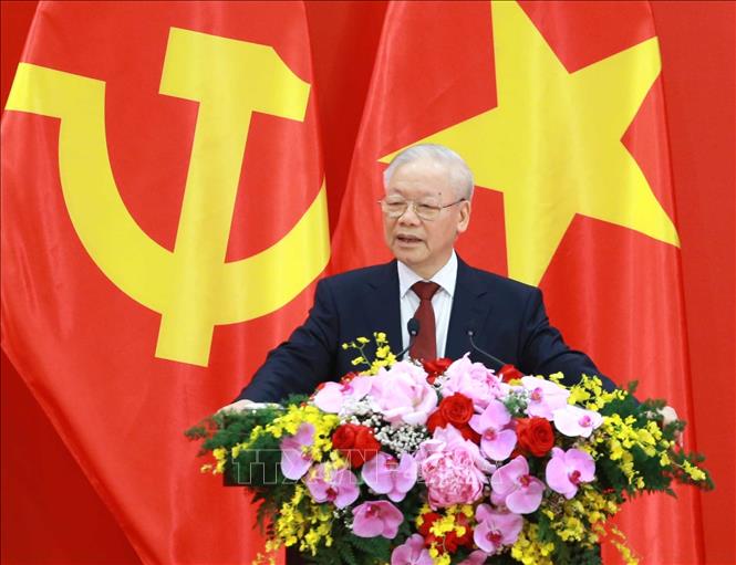 Tổng Bí thư Nguyễn Phú Trọng phát biểu tại buổi gặp gỡ nhân sỹ hữu nghị và thế hệ trẻ Việt Nam - Trung Quốc.