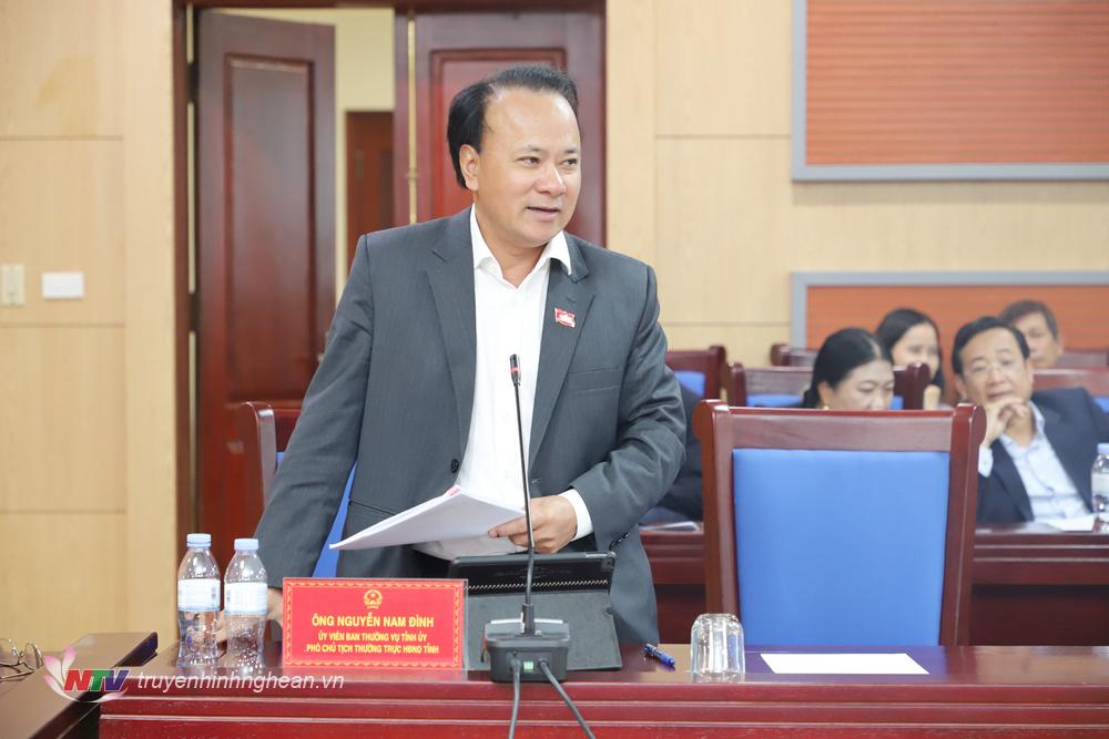 Phó Chủ tịch Thường trực HĐND tỉnh Nguyễn Nam Đình phát biểu thảo luận.