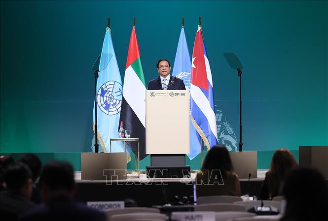 Thủ tướng Phạm Minh Chính phát biểu tại Hội nghị Thượng đỉnh Nhóm 77 và Trung Quốc về biến đổi khí hậu.