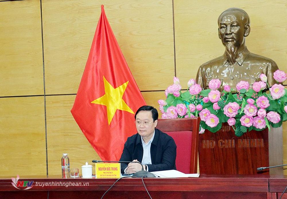 Đồng chí Nguyễn Đức Trung - Phó Bí thư Tỉnh uỷ, Chủ tịch UBND tỉnh chủ trì tại điểm cầu Nghệ An.