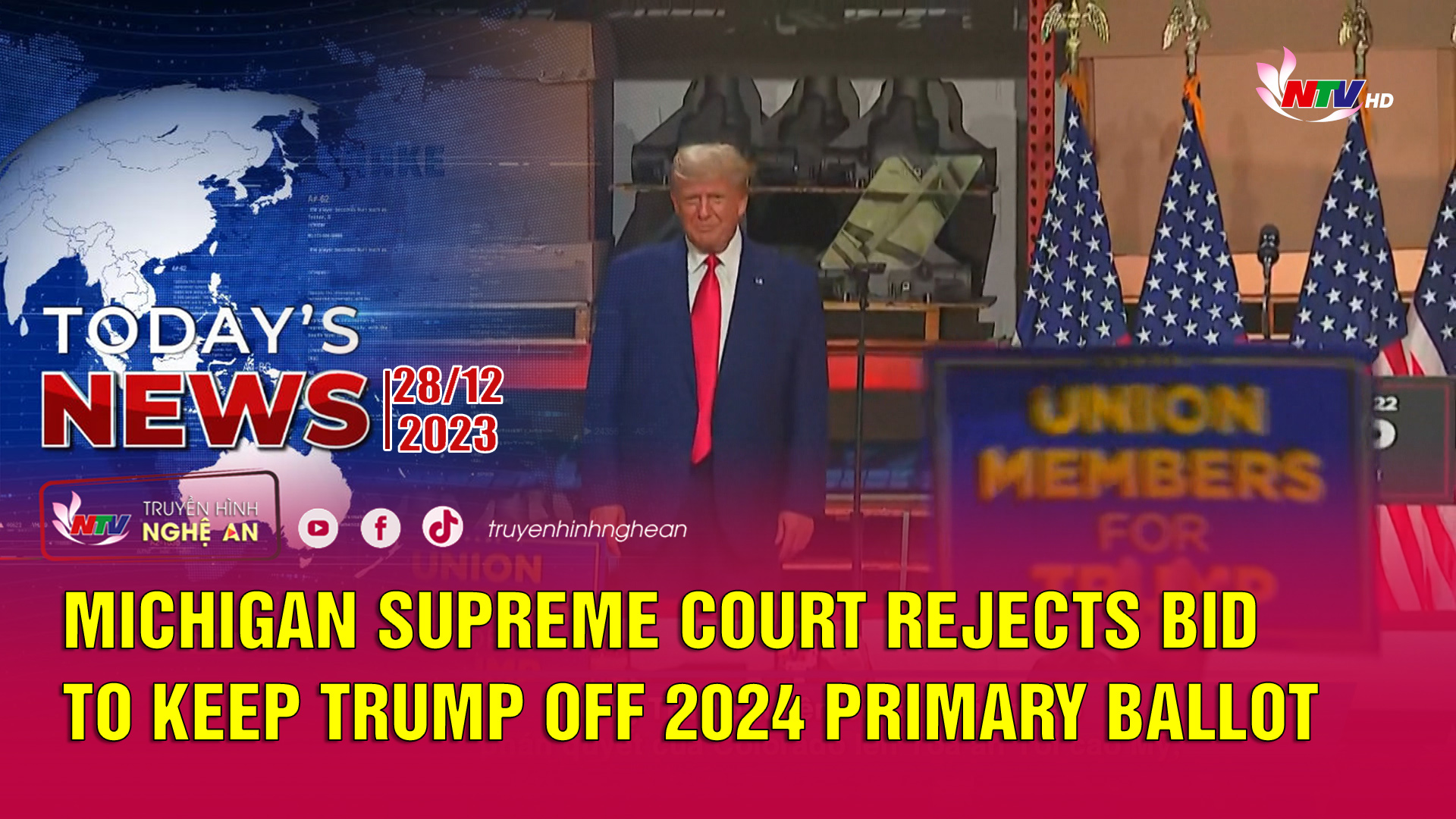 Today's News - 28/12/2023: Michigan Supreme Court rejects bid to keep Trump off 2024 primary ballot