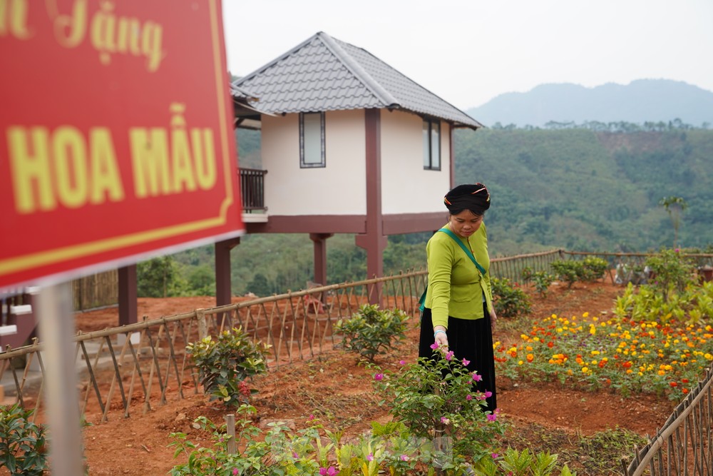 Người dân Làng Nủ dọn đường, nhà cửa, chăm sóc vườn hoa tại nơi ở mới.