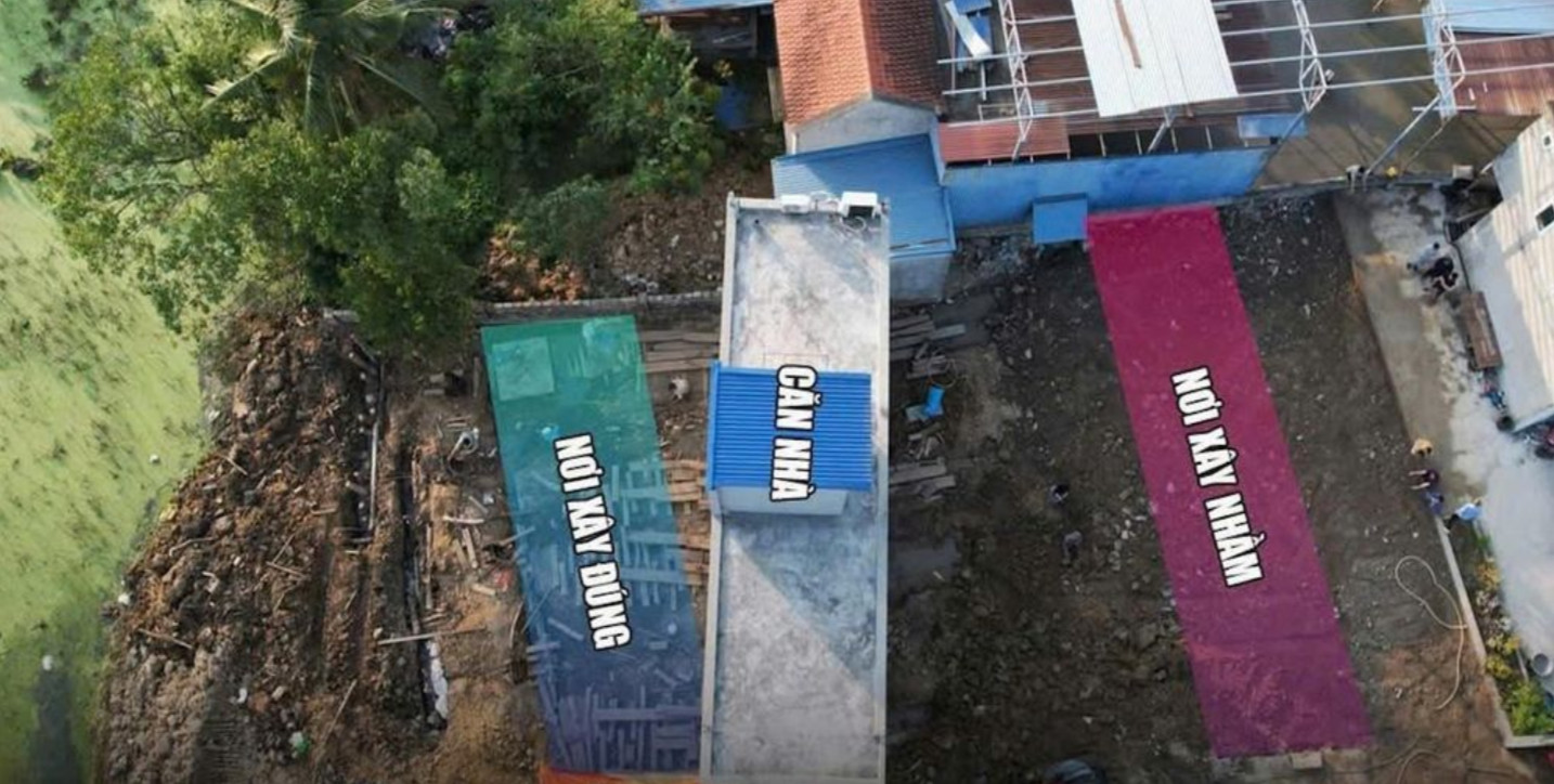 Vị trí căn nhà đang dần được chuyển về vị trí đất của ông Hữu.