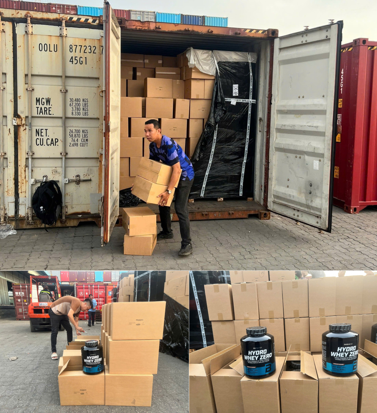 Các lô sản phẩm thực phẩm chức năng nhập lậu bị phát hiện.