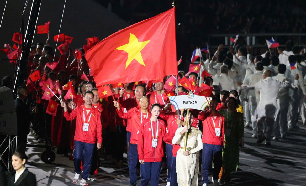 Đoàn thể thao Việt Nam tại Lễ khai mạc SEA Games 33. Ảnh: S.N