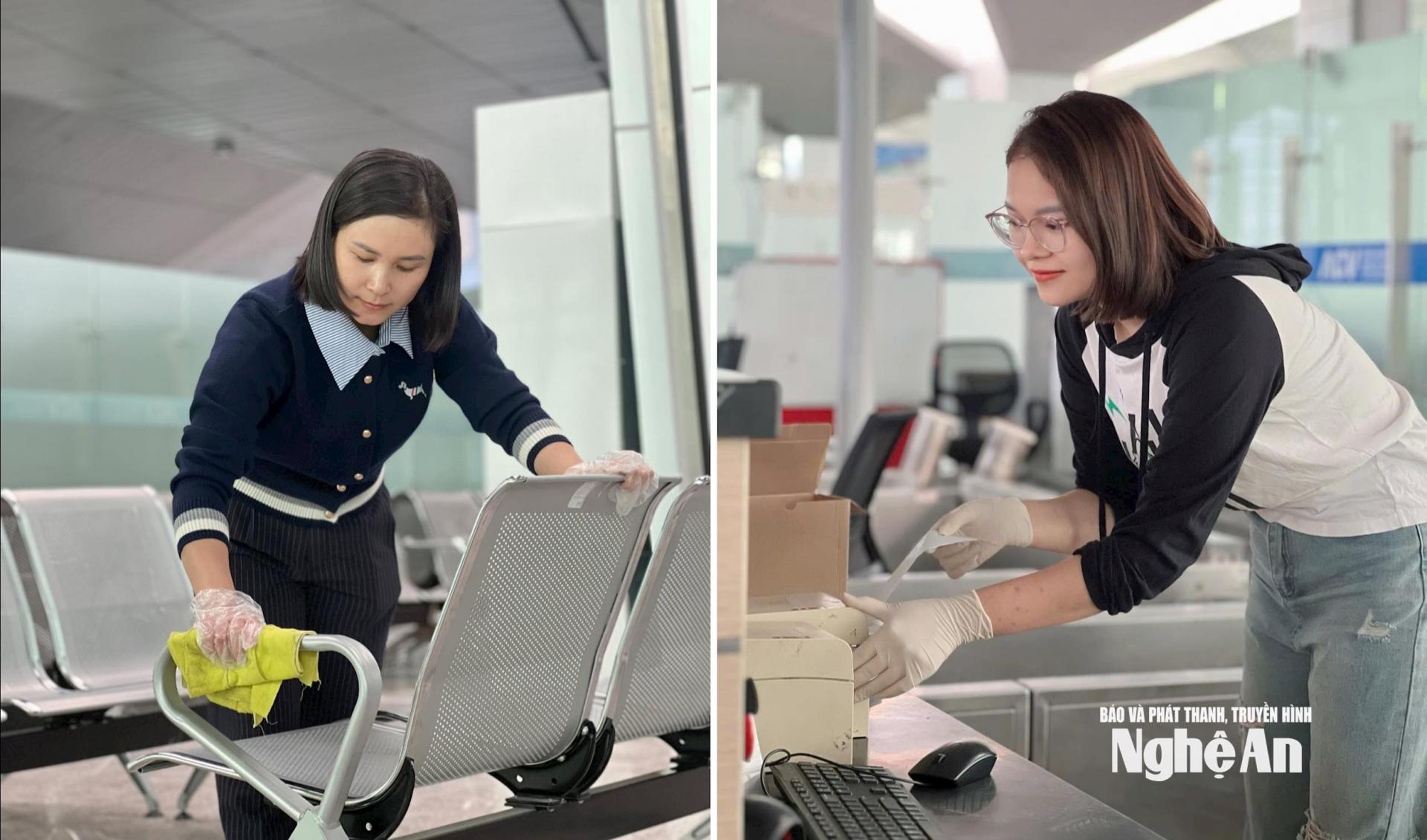 Hiện nay, công tác tổng dọn vệ sinh, đảm bảo môi trường trước thời điểm sân bay Vinh mở cửa trở lại đang được các đơn vị gấp rút thực hiện. Ảnh: Q.A