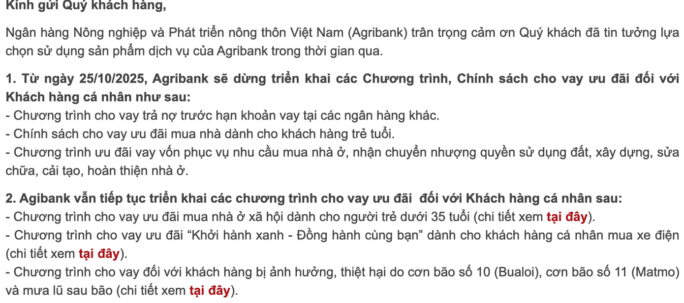 Thông báo dừng gói vay ưu đãi cho người trẻ mua nhà của Agribank.
