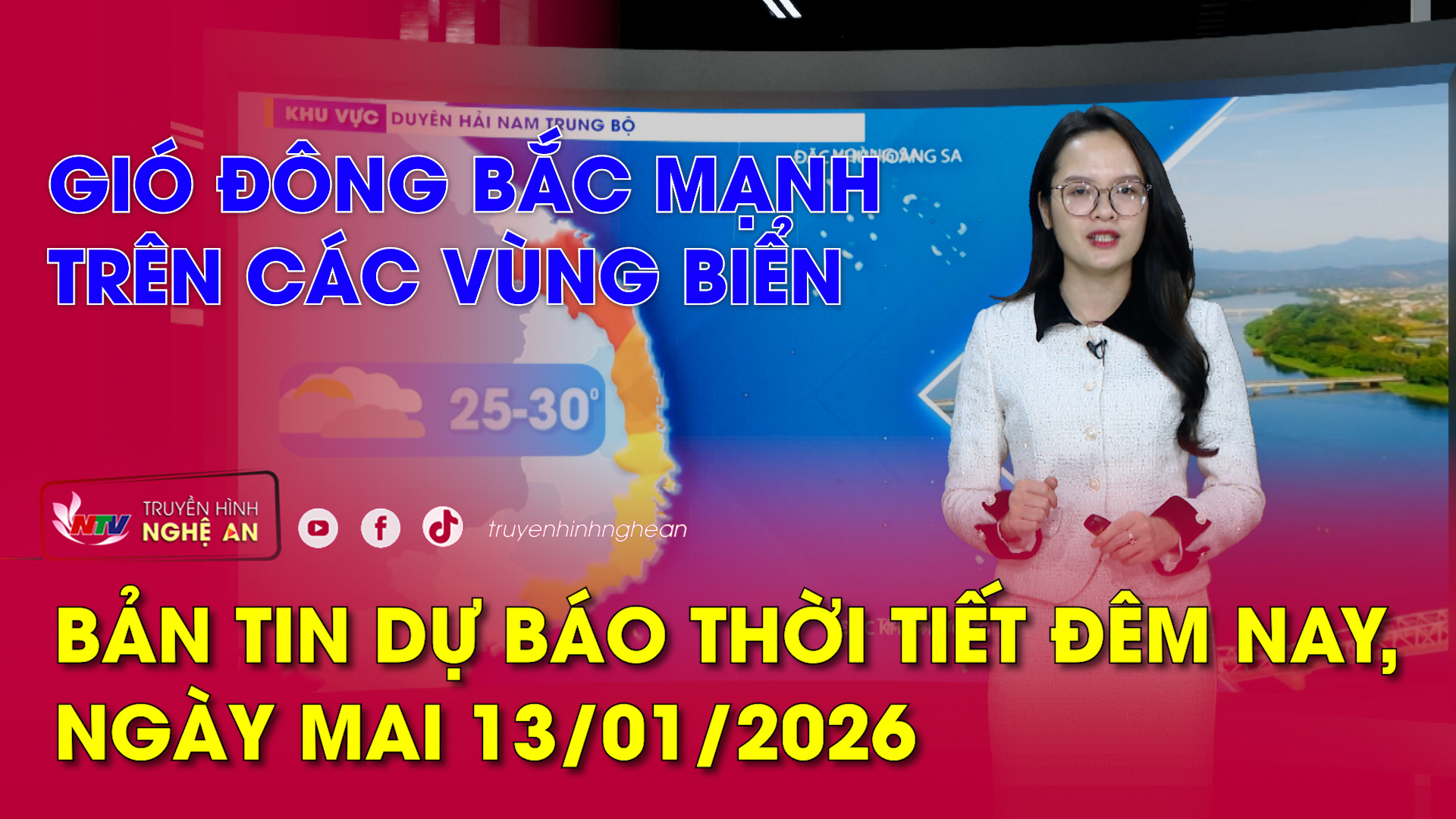 Dự báo thời tiết đêm nay, ngày mai 13/01/2026: Gió Đông Bắc mạnh trên các vùng biển