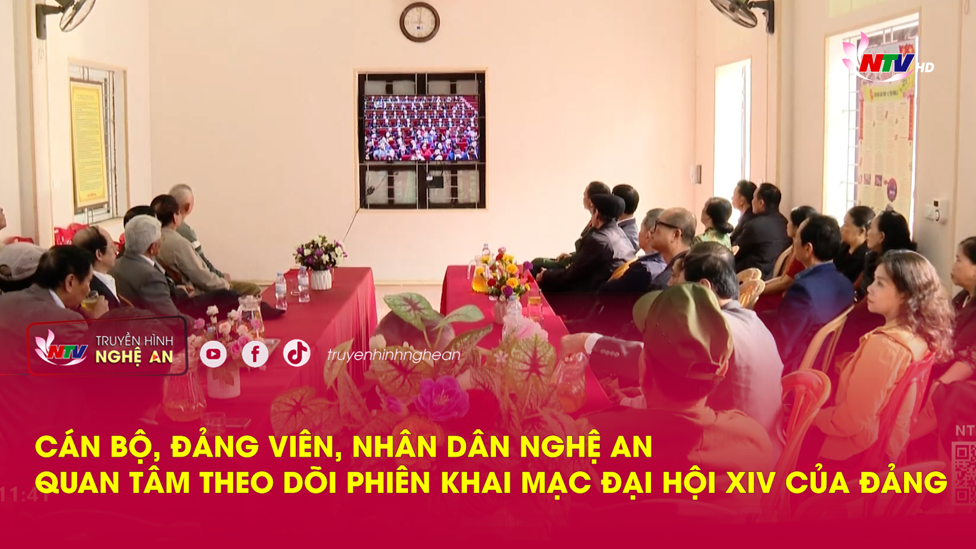 Cán bộ, đảng viên, nhân dân Nghệ An quan tâm theo dõi phiên khai mạc Đại hội XIV của Đảng