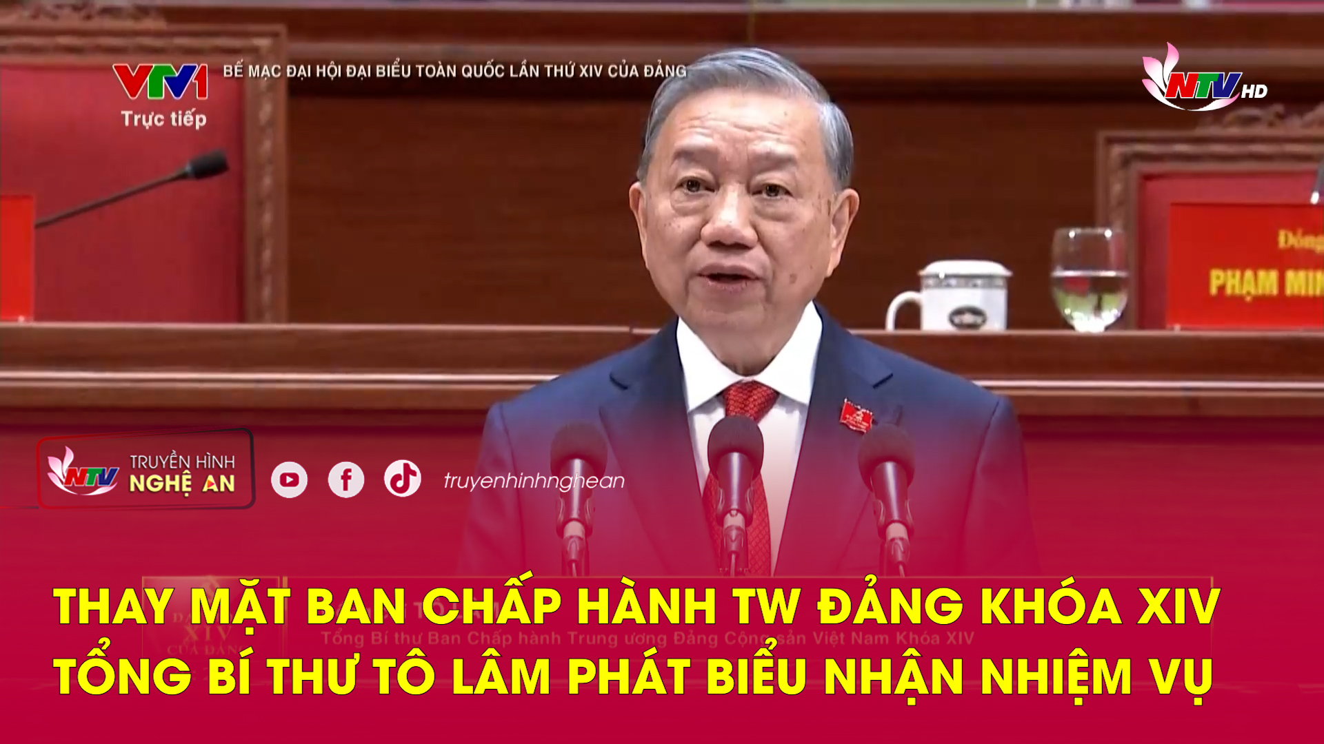 Thay mặt Ban Chấp hành Trung ương Đảng khóa XIV Tổng Bí thư Tô Lâm phát biểu nhận nhiệm vụ
