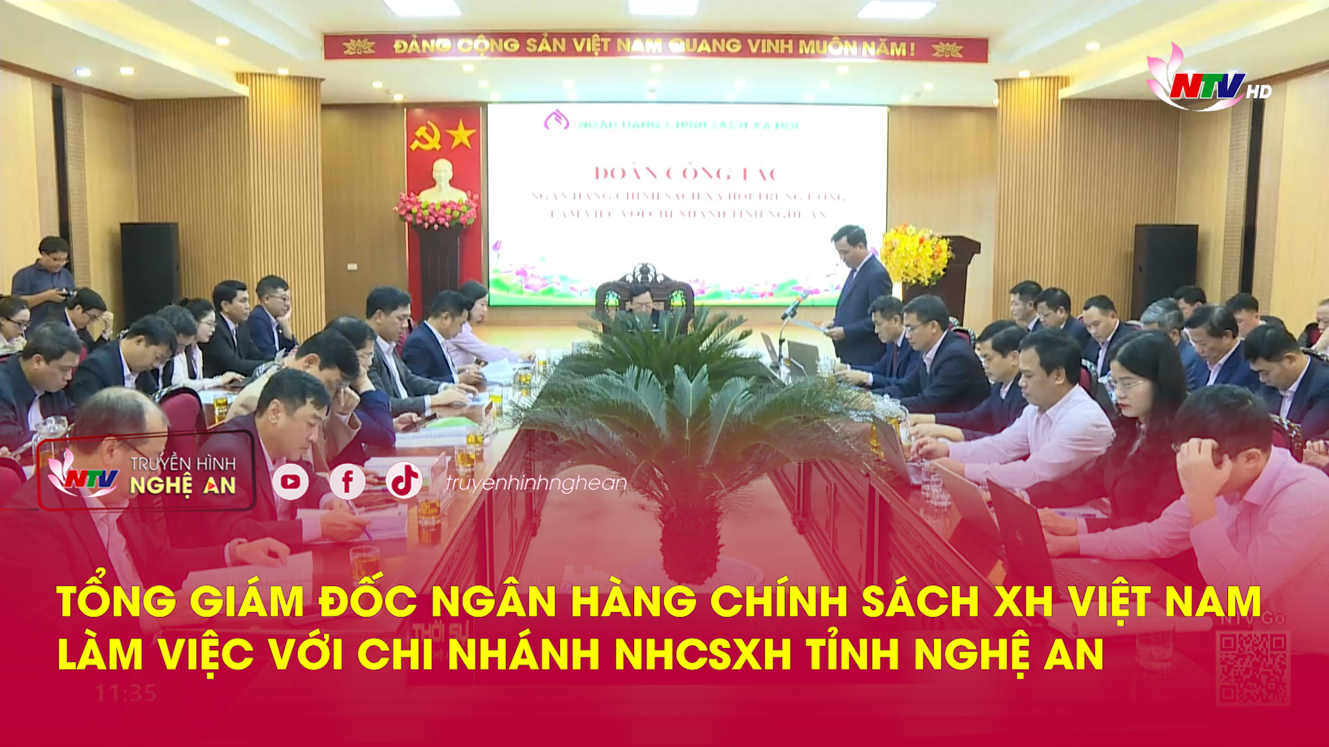 Tổng Giám đốc Ngân hàng chính sách XH Việt Nam  làm việc với chi nhánh NHCSXH tỉnh Nghệ An