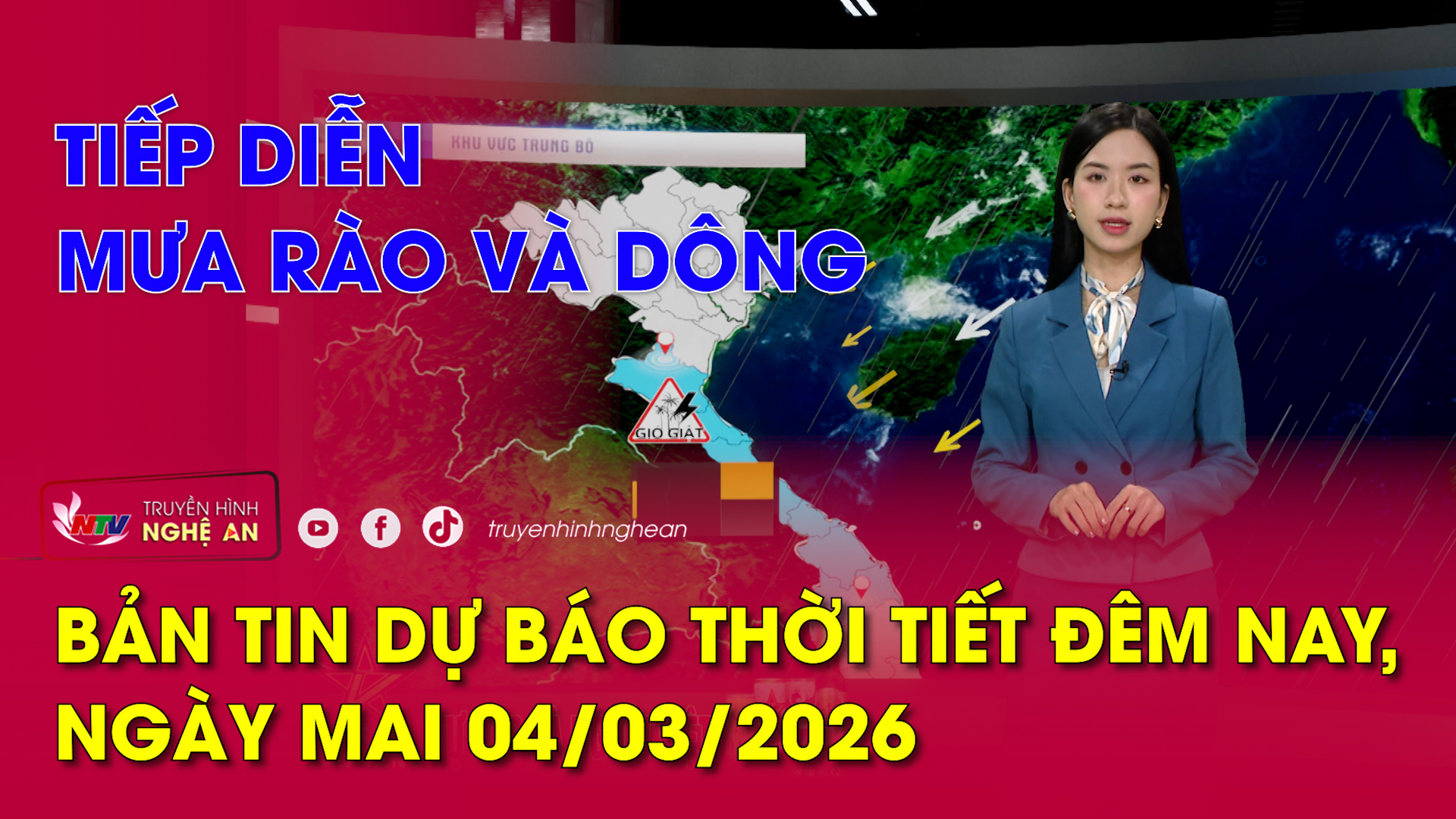 Bản tin Dự báo thời tiết đêm nay, ngày mai 04/03/2026: Tiếp diễn mưa rào và dông