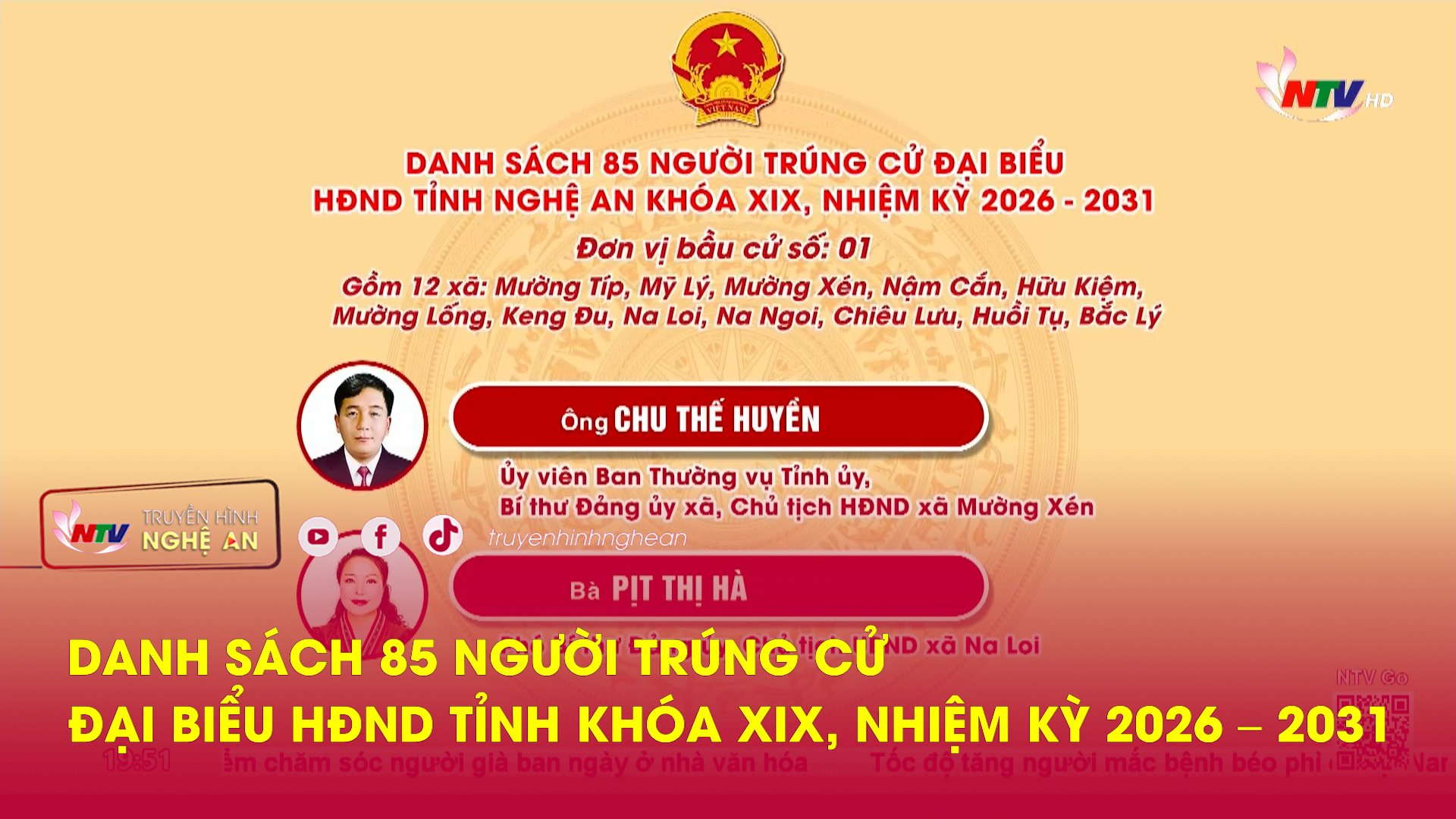 Danh sách 85 người trúng cử Đại biểu HĐND tỉnh khóa XIX, nhiệm kỳ 2026 – 2031
