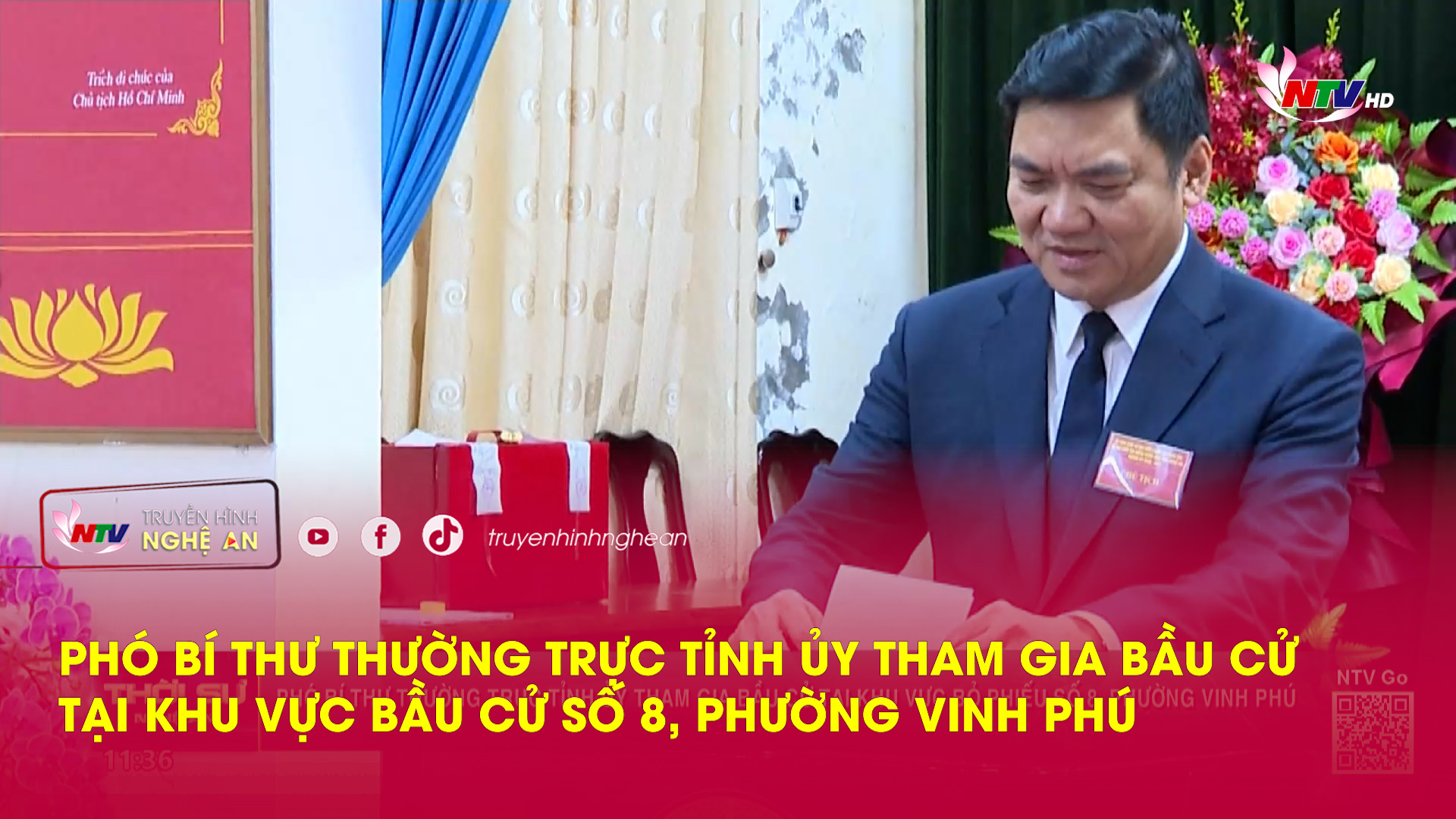 Phó Bí thư Thường trực Tỉnh ủy tham gia bầu cử tại khu vực bầu cử số 8, phường Vinh Phú