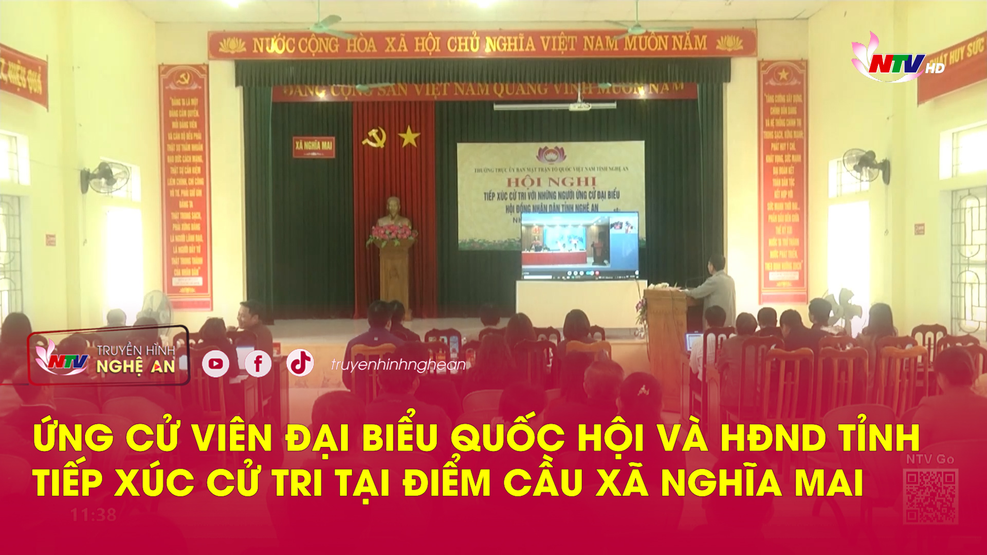 Ứng cử viên đại biểu Quốc hội và HĐND tỉnh tiếp xúc cử tri tại điểm cầu xã Nghĩa Mai