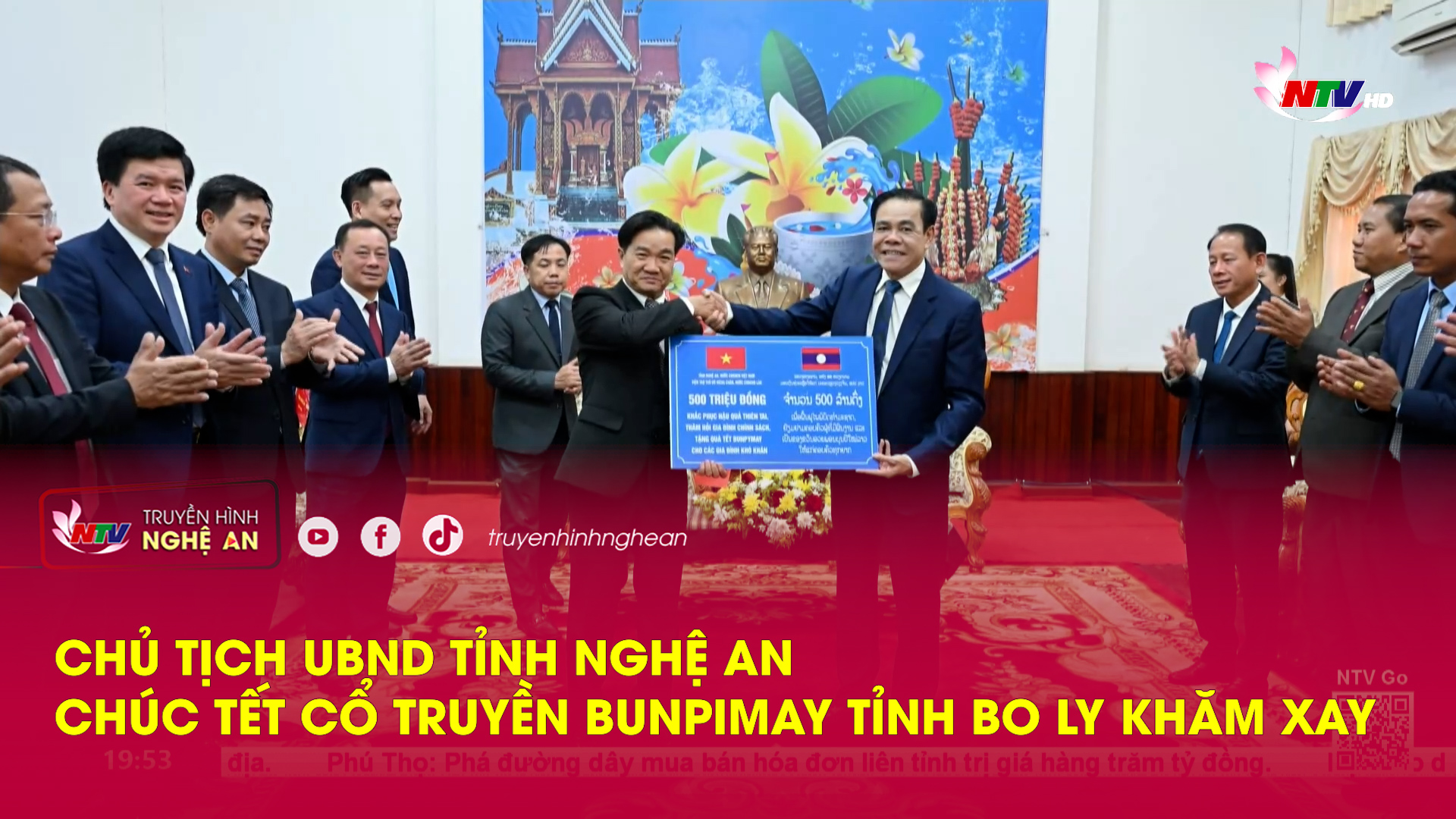 Chủ tịch UBND tỉnh Nghệ An chúc Tết cổ truyền Bunpimay tỉnh Bo Ly Khăm Xay