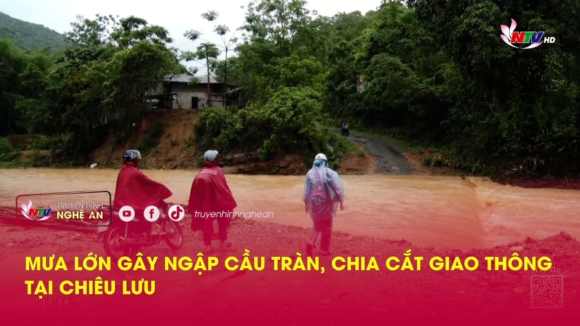 Mưa lớn gây ngập cầu tràn, chia cắt giao thông tại Chiêu Lưu